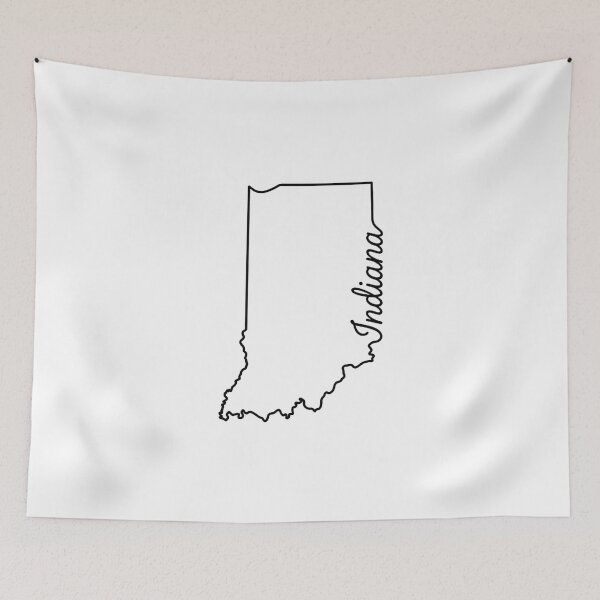 Item preview, Indiana State Outline – Minimal Script Typography Line Art designed and sold by Paper Drip.