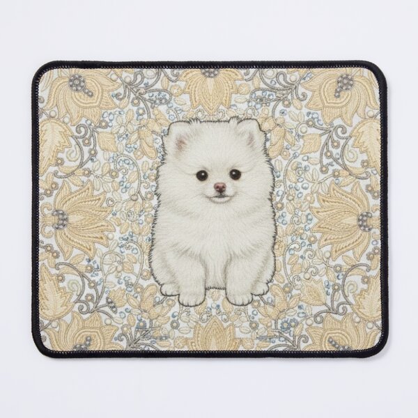 Item preview, Modern White Pomeranian Stitch - Delicate Embroidery-Style Art designed and sold by Jchan24.