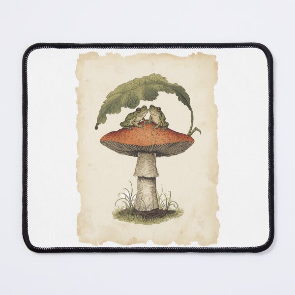 Item preview, Vintage botanical illustration of frogs on a mushroom designed and sold by StormArte.