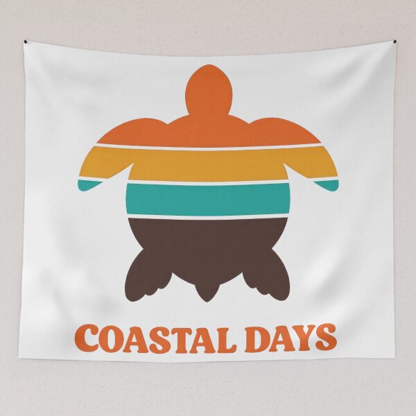 Item preview, Coastal Days Retro Sunset Turtle 70s Vintage Striped Silhouette Warm designed and sold by zoughlal.
