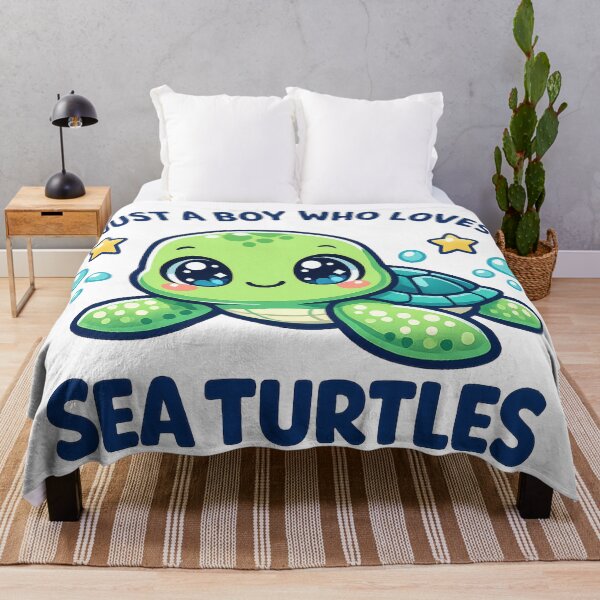 Item preview, Just a Boy Who Loves Sea Turtles Kawaii Stars Bubbles Ocean Fan designed and sold by zoughlal.