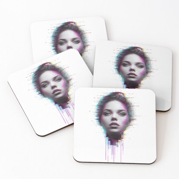 Item preview, Female portrait, glitch, futuristic digital art designed and sold by StormArte.