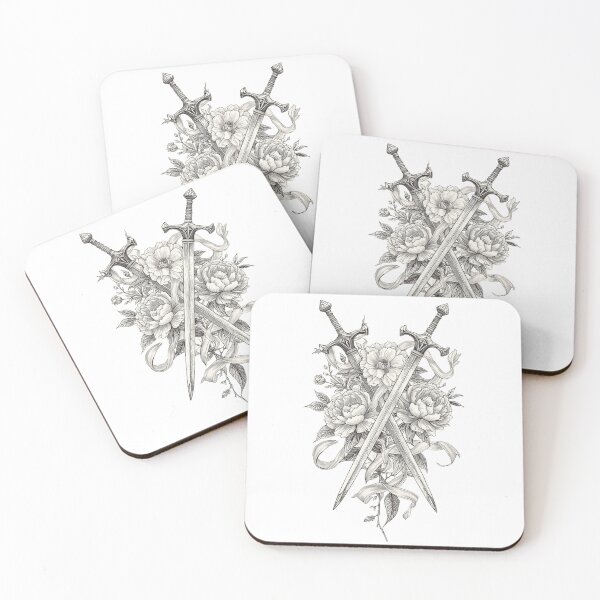 Item preview, Illustration of crossed swords with gothic flowers designed and sold by StormArte.