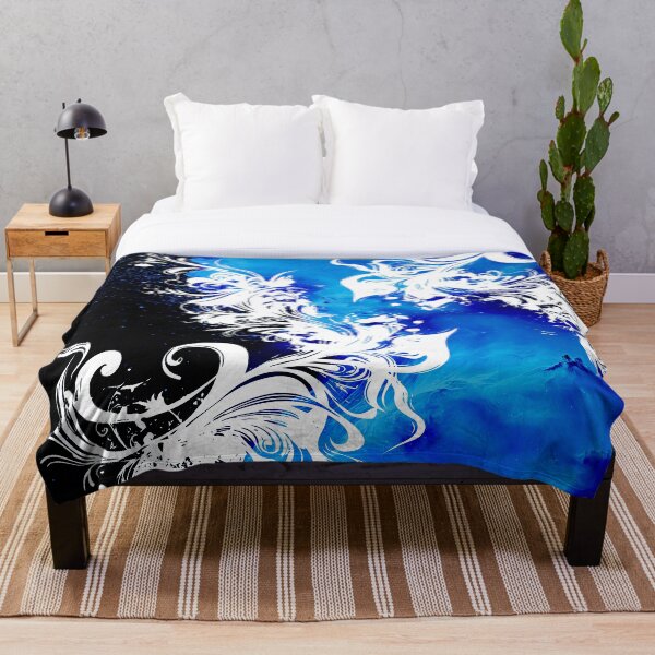 Item preview, Grunge Vector Garden blue and white - Abstract graffiti galaxy and swirls stencil designed and sold by Pics'Elle Creations.