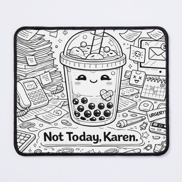 Item preview, Not Today, Karen – Cute Boba Tea (Office Chaos Humor) designed and sold by ComedyInkFactor.