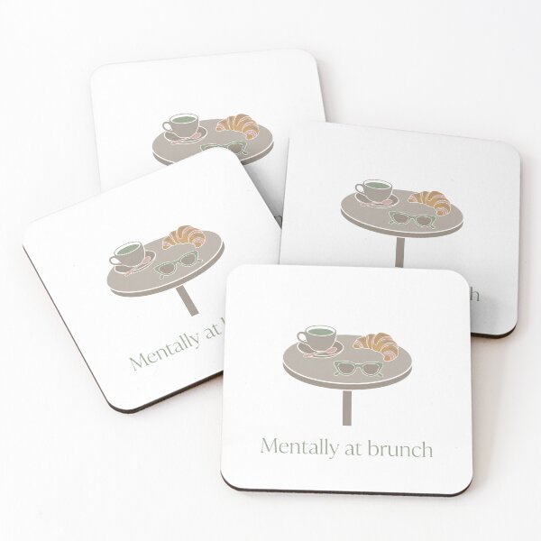 Item preview, Título: Mentally At Brunch Aesthetic Cafe & Croissant Illustration designed and sold by flee09.