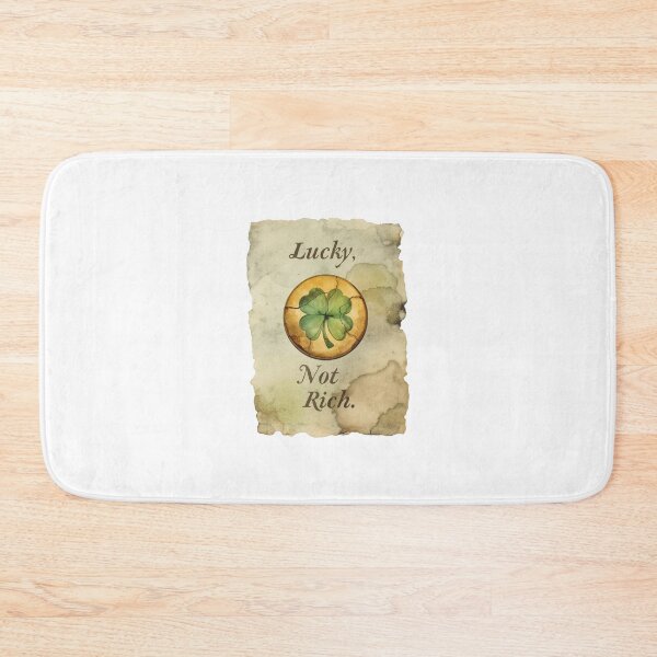 Item preview, Lucky Not Rich ironic phrase with vintage clover designed and sold by StormArte.