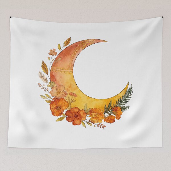 Item preview, Floral Crescent Moon – Boho Watercolor Celestial Art designed and sold by truongloc246.