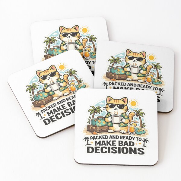Item preview, Funny Vacation Cat T-Shirt | Packed and Ready to Make Bad Decisions Summer Tee designed and sold by BShop20 – Cute Funny Tees & Gifts.