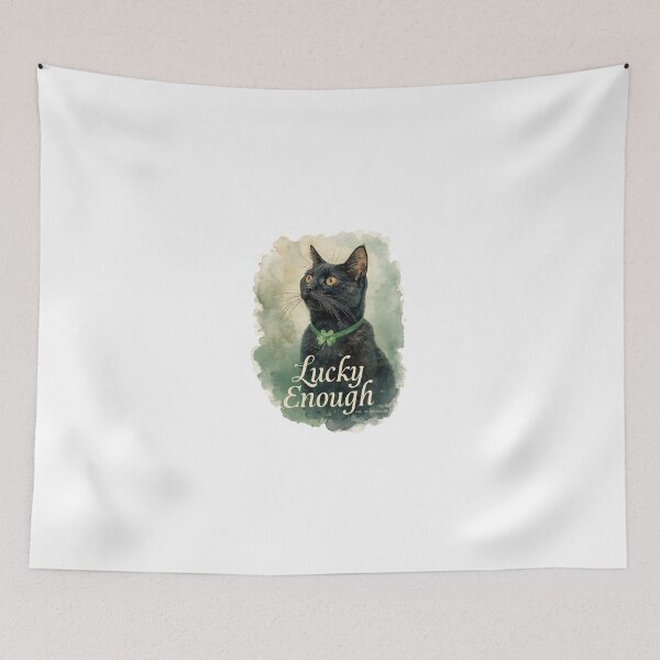 Item preview, Lucky Enough black cat with Irish shamrock designed and sold by StormArte.