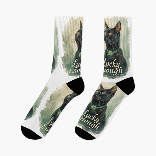 Item preview, Lucky Enough black cat with Irish shamrock designed and sold by StormArte.