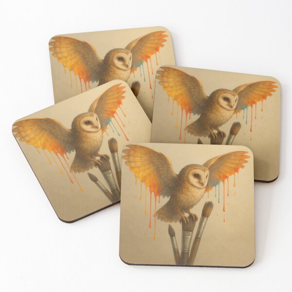 Item preview, Owl on Paintbrushes Art | Creative Wildlife Illustration designed and sold by GeoWild Designs.