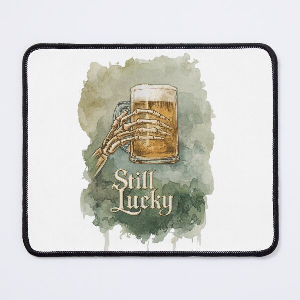 Item preview, Still Lucky skeleton with beer vintage illustration designed and sold by StormArte.