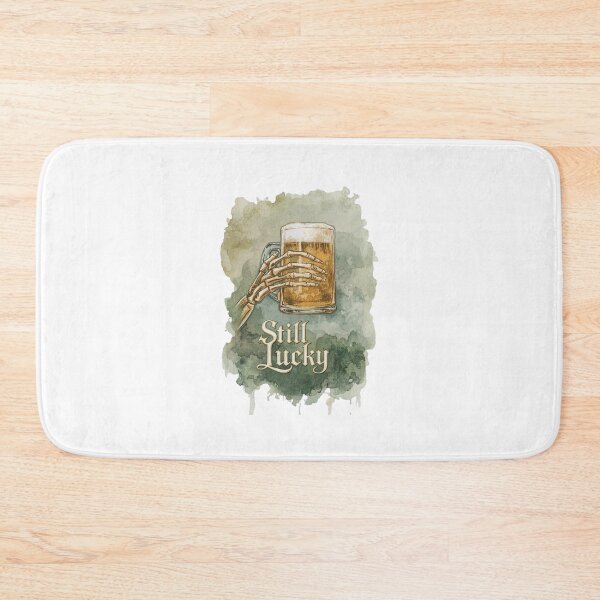 Item preview, Still Lucky skeleton with beer vintage illustration designed and sold by StormArte.