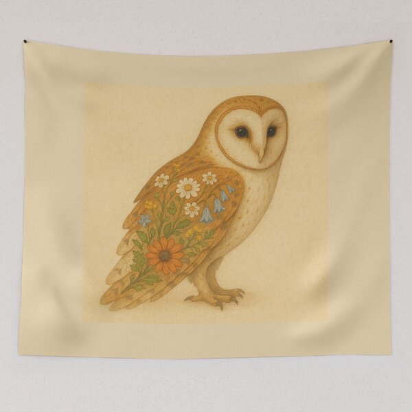 Item preview,  Barn Owl with Wildflower Wings | Botanical Wildlife Illustration designed and sold by GeoWild Designs.