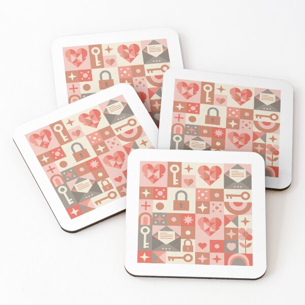 Item preview, Geometric Valentine's Day Pattern: Hearts, Keys, Locks, and Love Letters designed and sold by flee09.