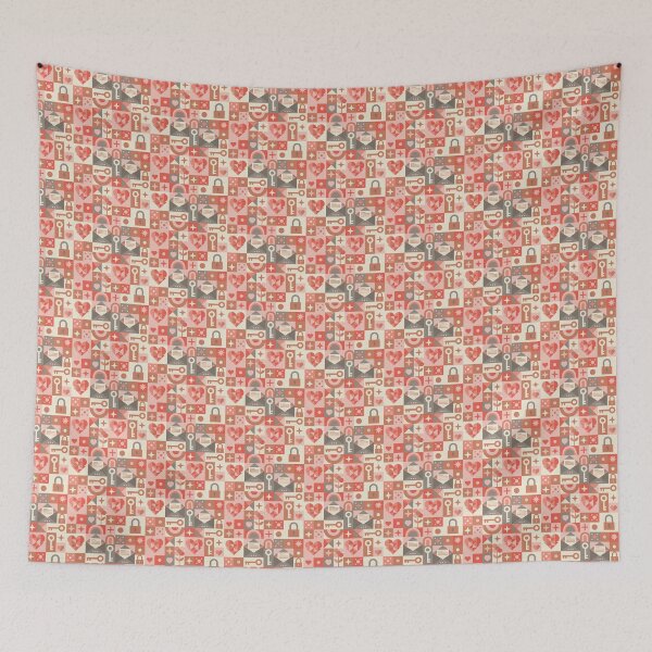 Item preview, Geometric Valentine's Day Pattern: Hearts, Keys, Locks, and Love Letters designed and sold by flee09.