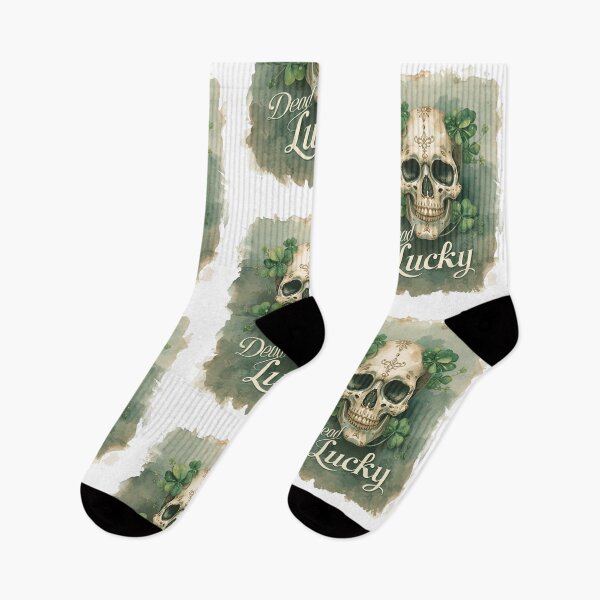 Item preview, Dead Lucky skull with clovers vintage illustration designed and sold by StormArte.
