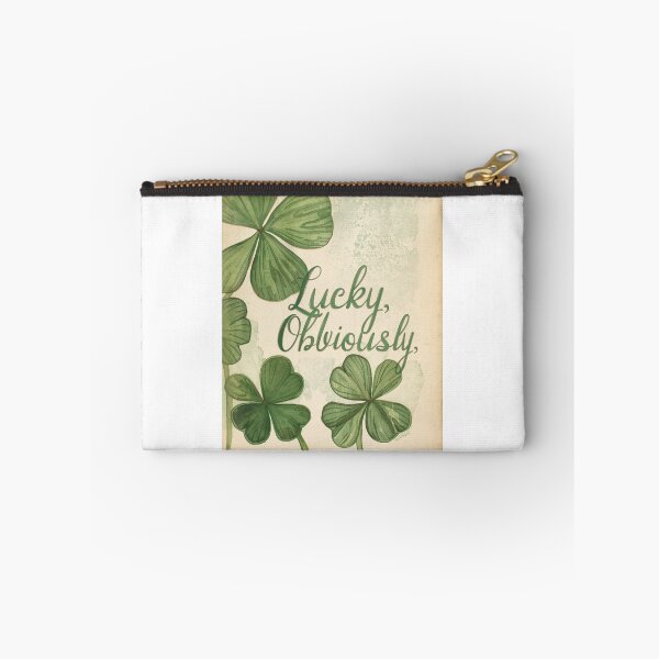 Item preview, Lucky Obviously ironic phrase with vintage clover designed and sold by StormArte.