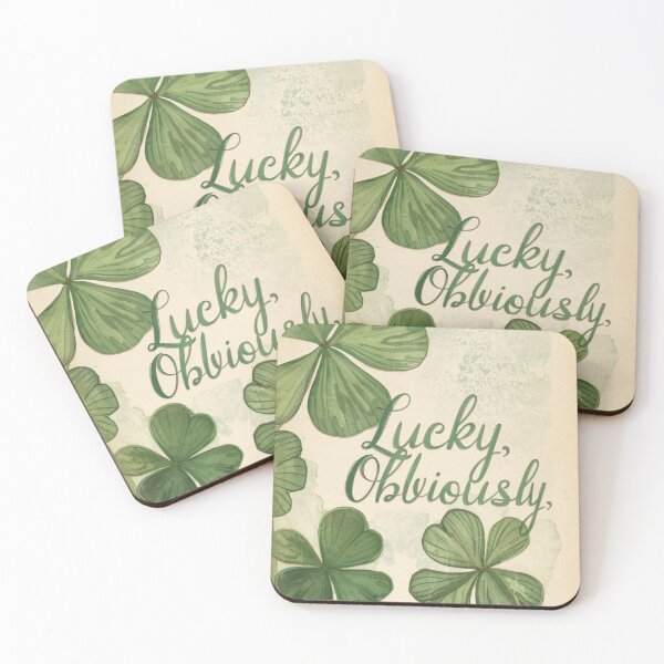 Item preview, Lucky Obviously ironic phrase with vintage clover designed and sold by StormArte.