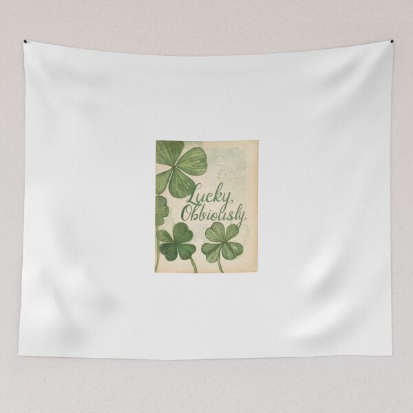 Item preview, Lucky Obviously ironic phrase with vintage clover designed and sold by StormArte.