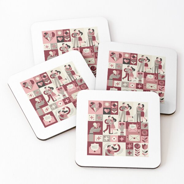 Item preview, Retro Geometric Romance: Dancing Couples & Roses Pattern designed and sold by flee09.