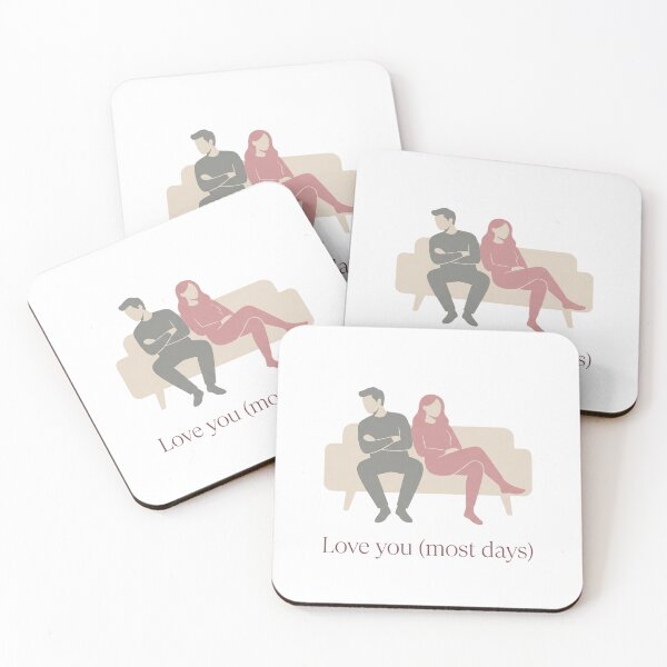 Item preview, "Love You (Most Days)" - Funny Realistic Couple on Sofa designed and sold by flee09.