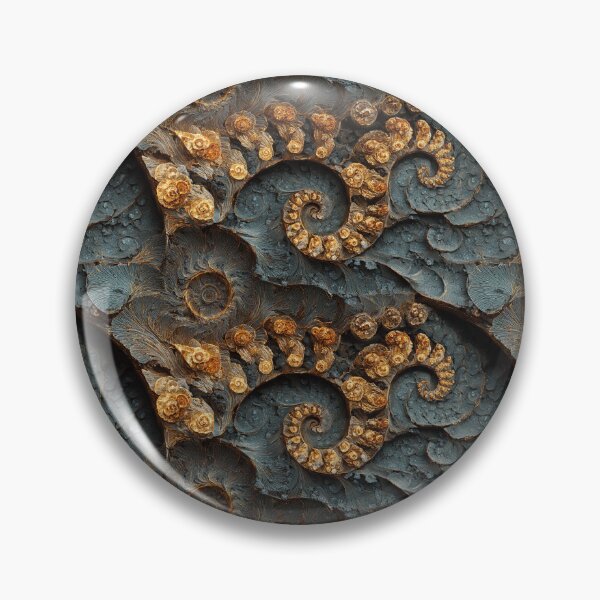 Item preview, fractal fossil rock in contrasting gold and slate stone designed and sold by EarthenEmbers.