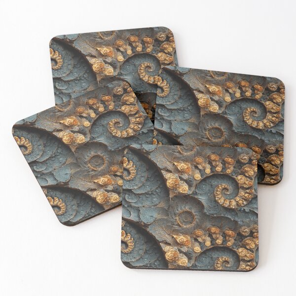 Item preview, fractal fossil rock in contrasting gold and slate stone designed and sold by EarthenEmbers.