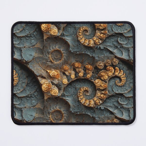 Item preview, fractal fossil rock in contrasting gold and slate stone designed and sold by EarthenEmbers.