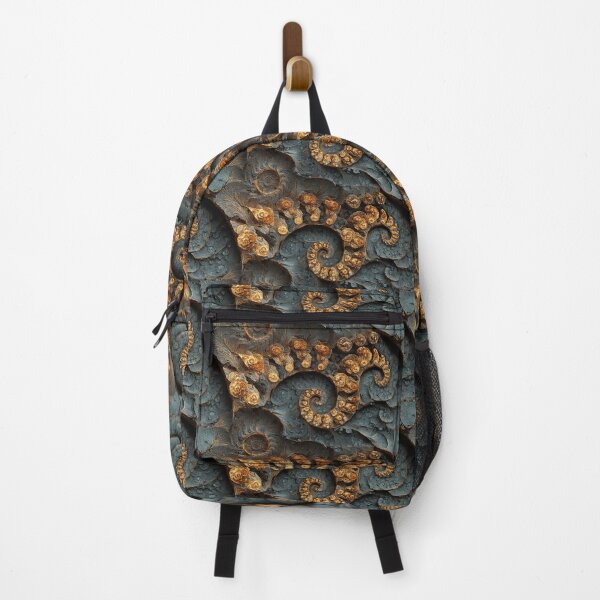 Item preview, fractal fossil rock in contrasting gold and slate stone designed and sold by EarthenEmbers.