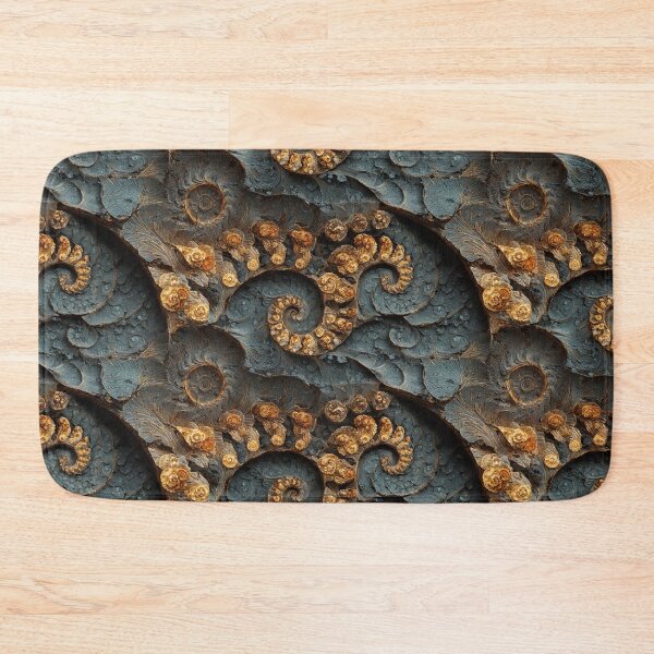 Item preview, fractal fossil rock in contrasting gold and slate stone designed and sold by EarthenEmbers.