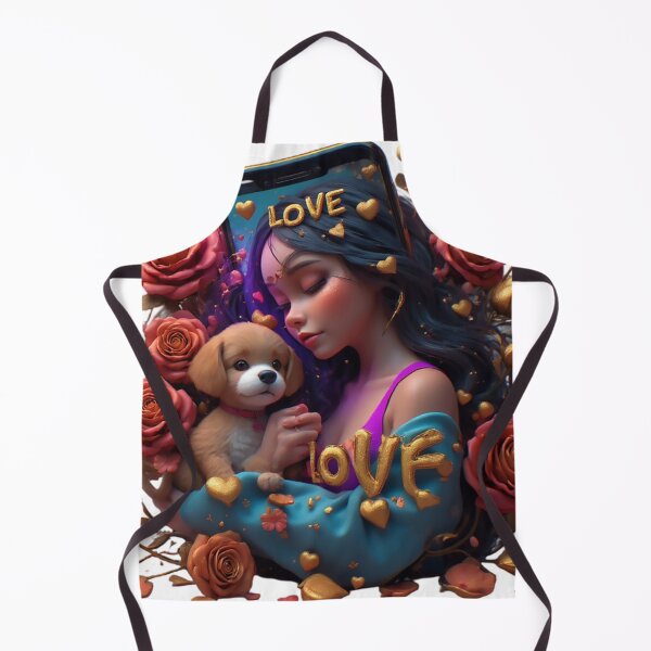 Item preview, Sweet Love: Girl With Puppy and Roses designed and sold by newvisionart191.