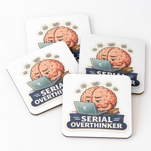 Item preview, Serial Overthinker Sticker – Relatable Anxiety & Humor Illustration designed and sold by MyLakeLife.