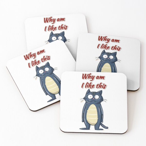Item preview, Why Am I Like This Cat Meme – Funny Awkward Cartoon Cat designed and sold by MiraLumeStudio.