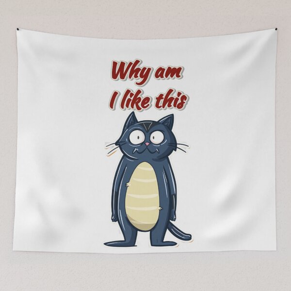Item preview, Why Am I Like This Cat Meme – Funny Awkward Cartoon Cat designed and sold by MiraLumeStudio.