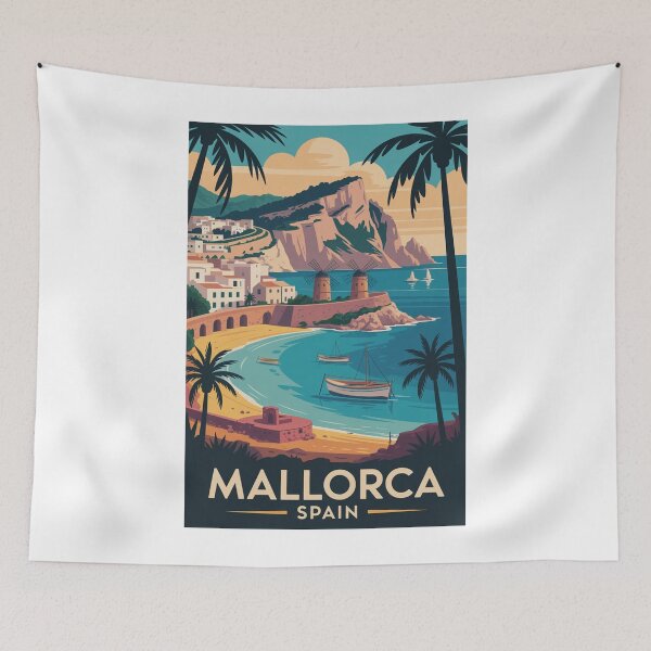 Item preview, A Vintage Travel Illustration of Mallorca Spain designed and sold by TulipaGraphics.