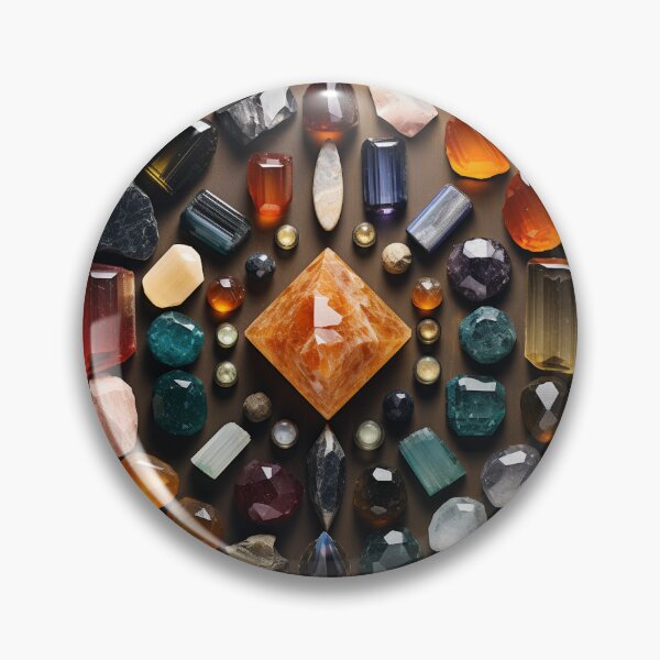 Item preview, gemstones facets in crystal grid mixed mandala designed and sold by EarthenEmbers.
