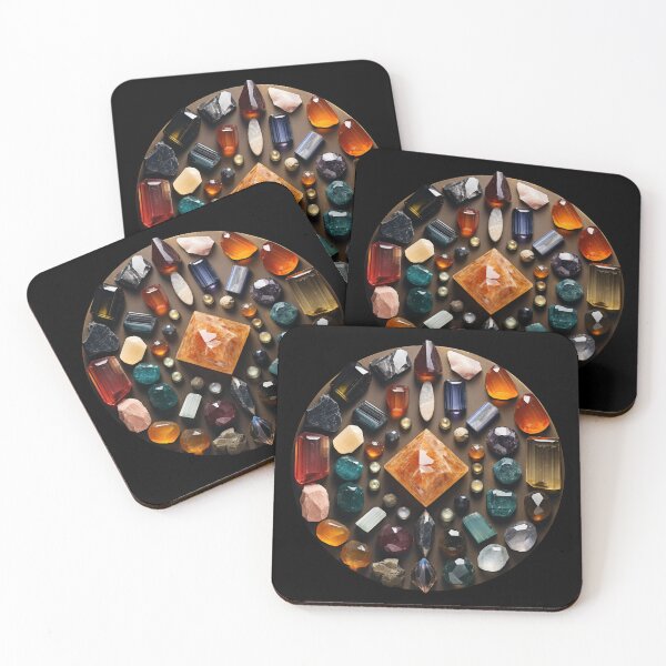 Item preview, gemstones facets in crystal grid mixed mandala designed and sold by EarthenEmbers.
