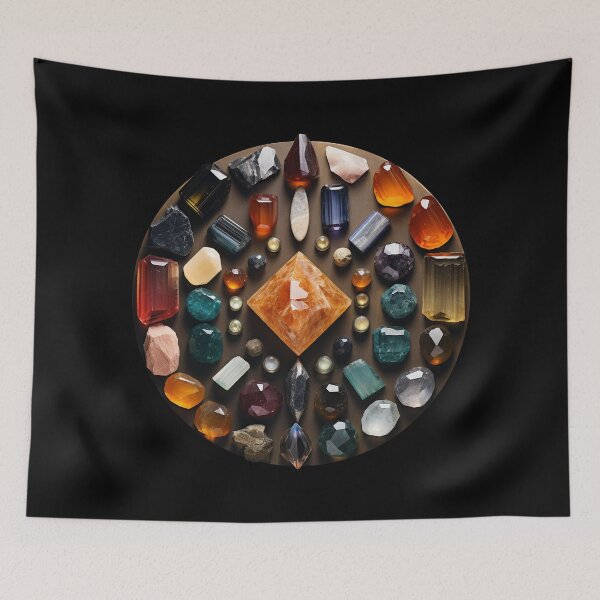Item preview, gemstones facets in crystal grid mixed mandala designed and sold by EarthenEmbers.