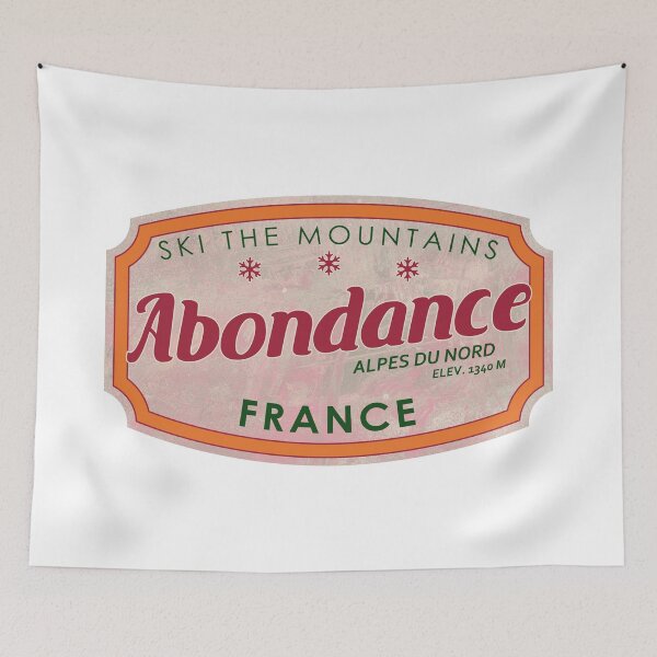 Aperçu de l'œuvre Abondance, Alpes du Nord, France, badge de ski texturé créée et vendue par Wanderful-roads.