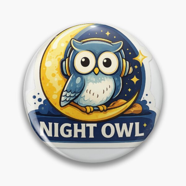 Item preview, Night Owl Sticker – Late Night Thinker & Night Person Illustration designed and sold by MyLakeLife.