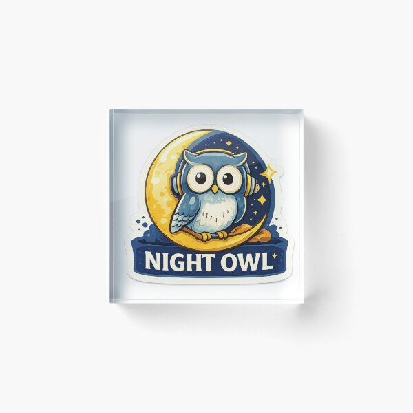 Item preview, Night Owl Sticker – Late Night Thinker & Night Person Illustration designed and sold by MyLakeLife.