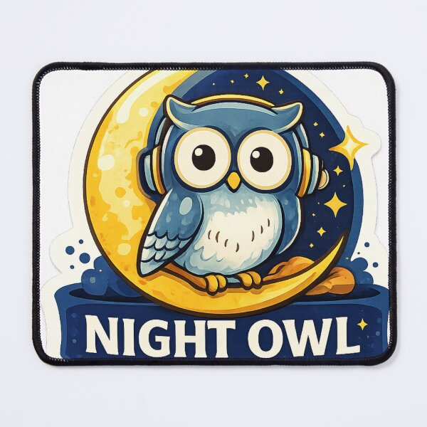 Item preview, Night Owl Sticker – Late Night Thinker & Night Person Illustration designed and sold by MyLakeLife.