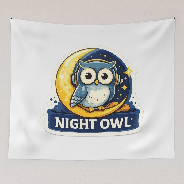 Item preview, Night Owl Sticker – Late Night Thinker & Night Person Illustration designed and sold by MyLakeLife.