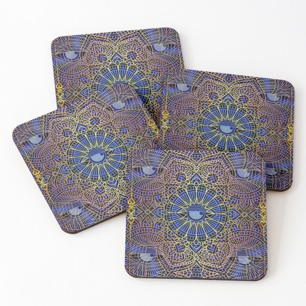 Item preview, Exotic Blue Mandala Sacred Geometry Magic Circle Glyphs designed and sold by FestDrip.