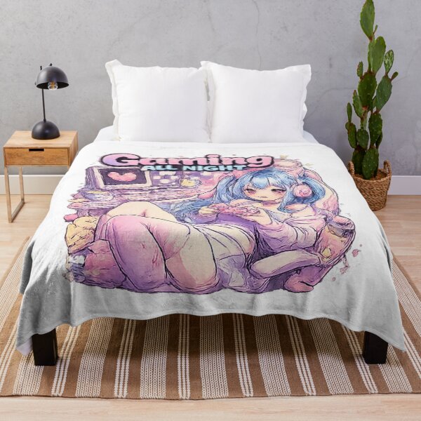 Item preview, Gaming All Night Anime T-Shirt – Gen Z Gamer Aesthetic, Cozy Y2K Vibes designed and sold by floralaura.