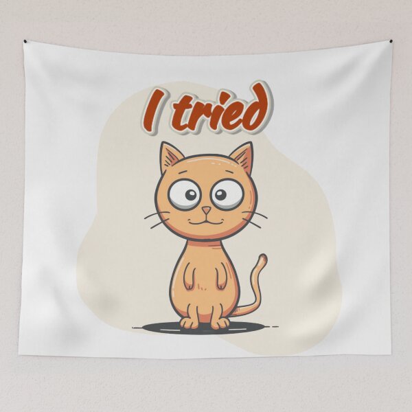 Item preview, Why Am I Like This – I Tried Cat Meme | Funny Awkward Cartoon Cat designed and sold by MiraLumeStudio.