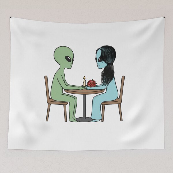 Item preview, Retro Alien Romance - Mid-Century Modern Flat Vector Illustration designed and sold by Everyday Aliens.