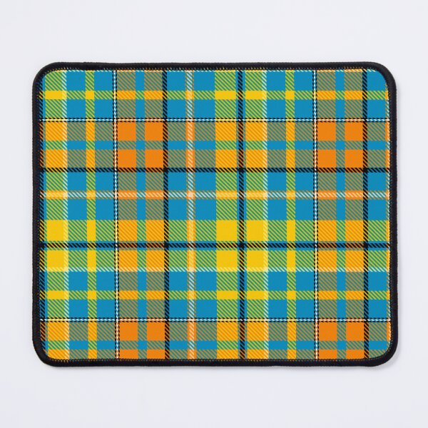 Item preview, Yellow and Orange Tartan Plaid On Blue Background designed and sold by PatternTitan.